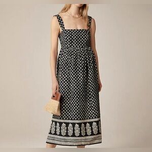 J. CREW Squareneck Midi Dress in Block Print in Black & Ivory/ Cream Sz. 6
 $148